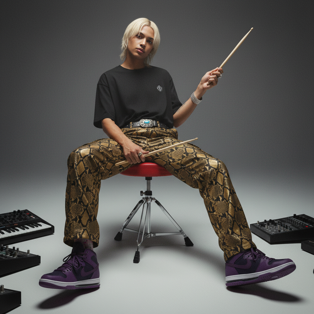 Black oversized organic cotton t-shirt with subtle monogram logo on chest, loose fit and short sleeves.