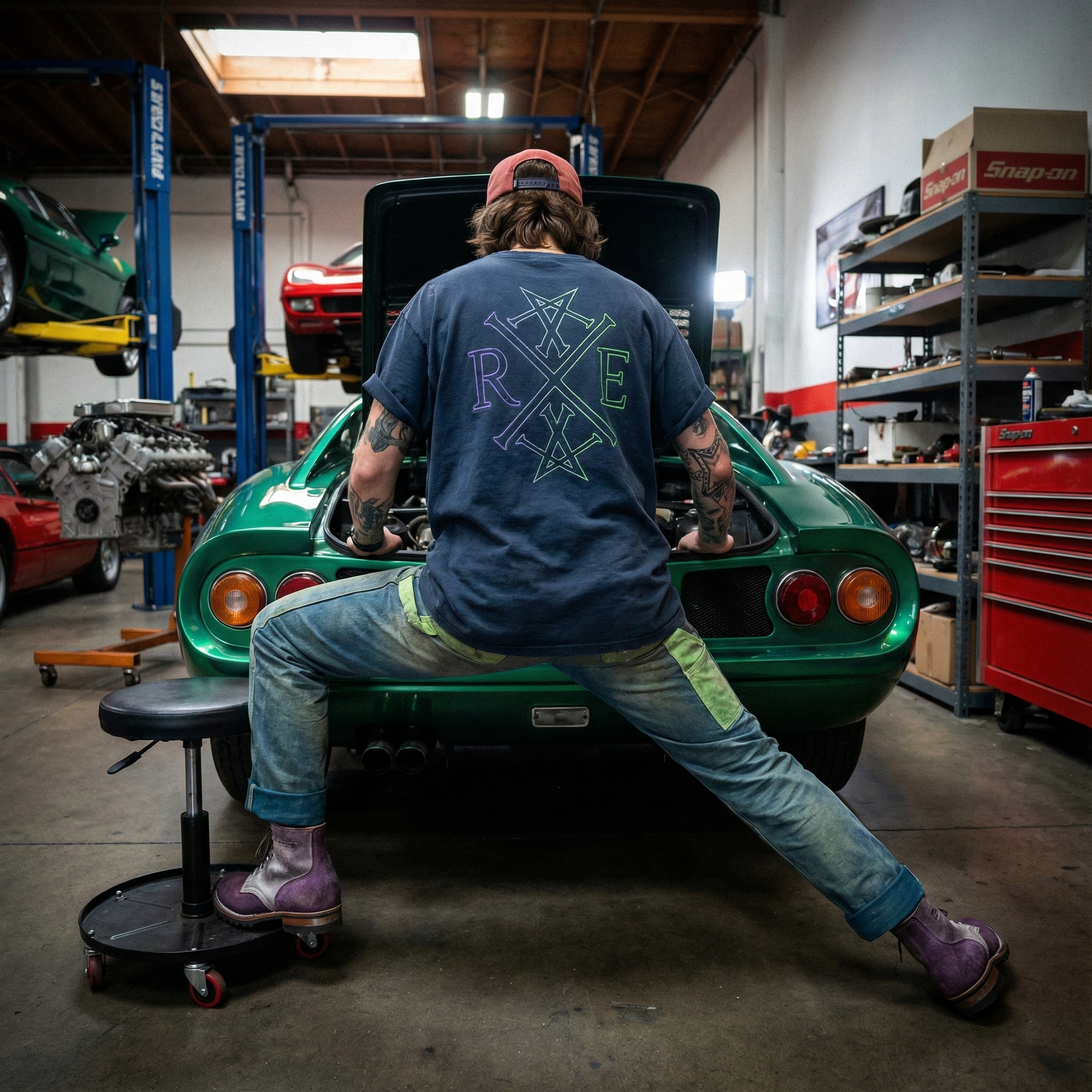 Core Contrast Monogram Organic T-shirt In Navy