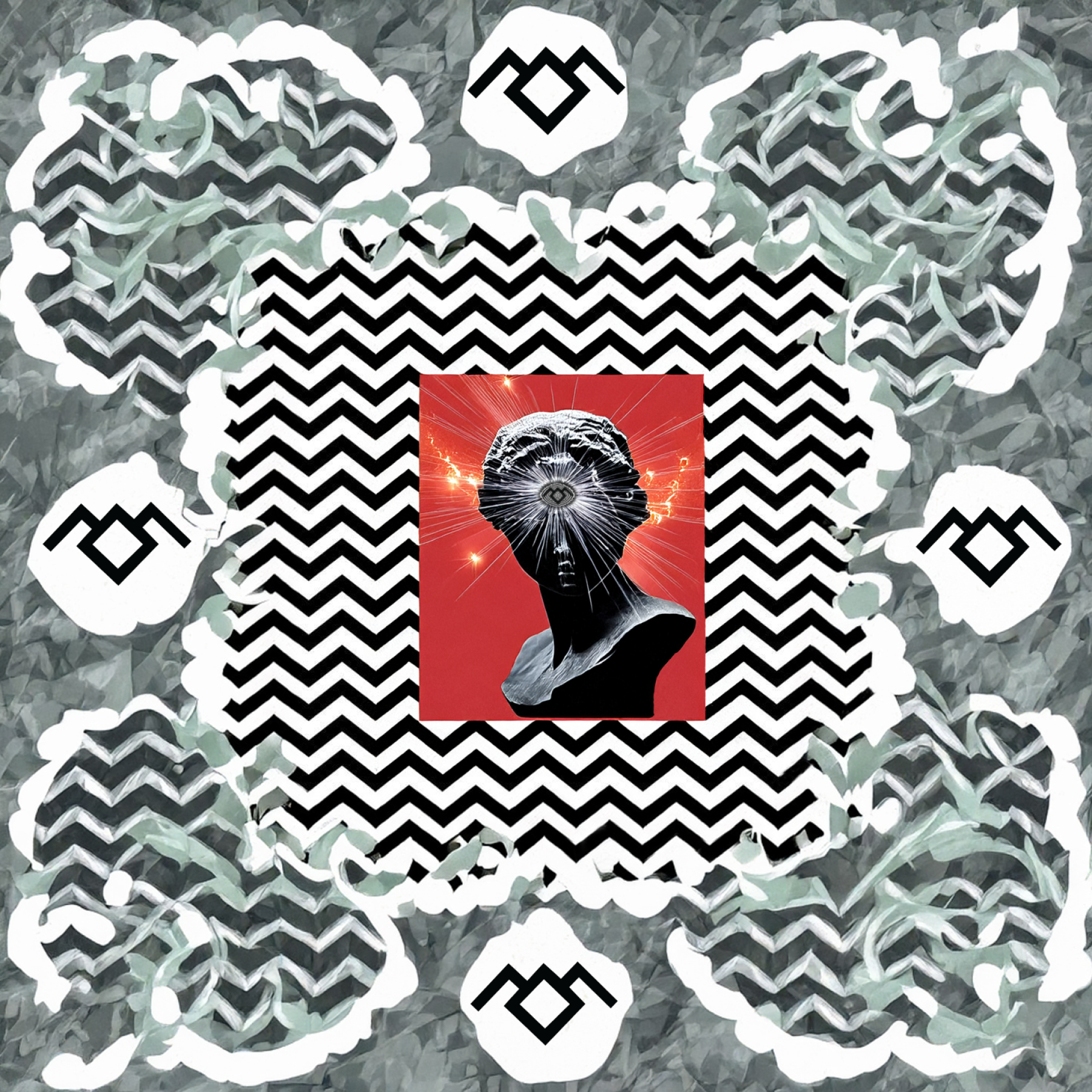 Chevron Portrait Oversized T-Shirt In Black