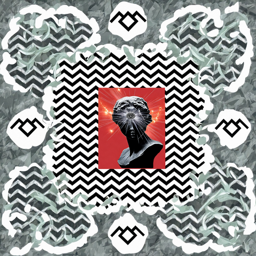 Chevron Portrait Oversized T-Shirt In Black