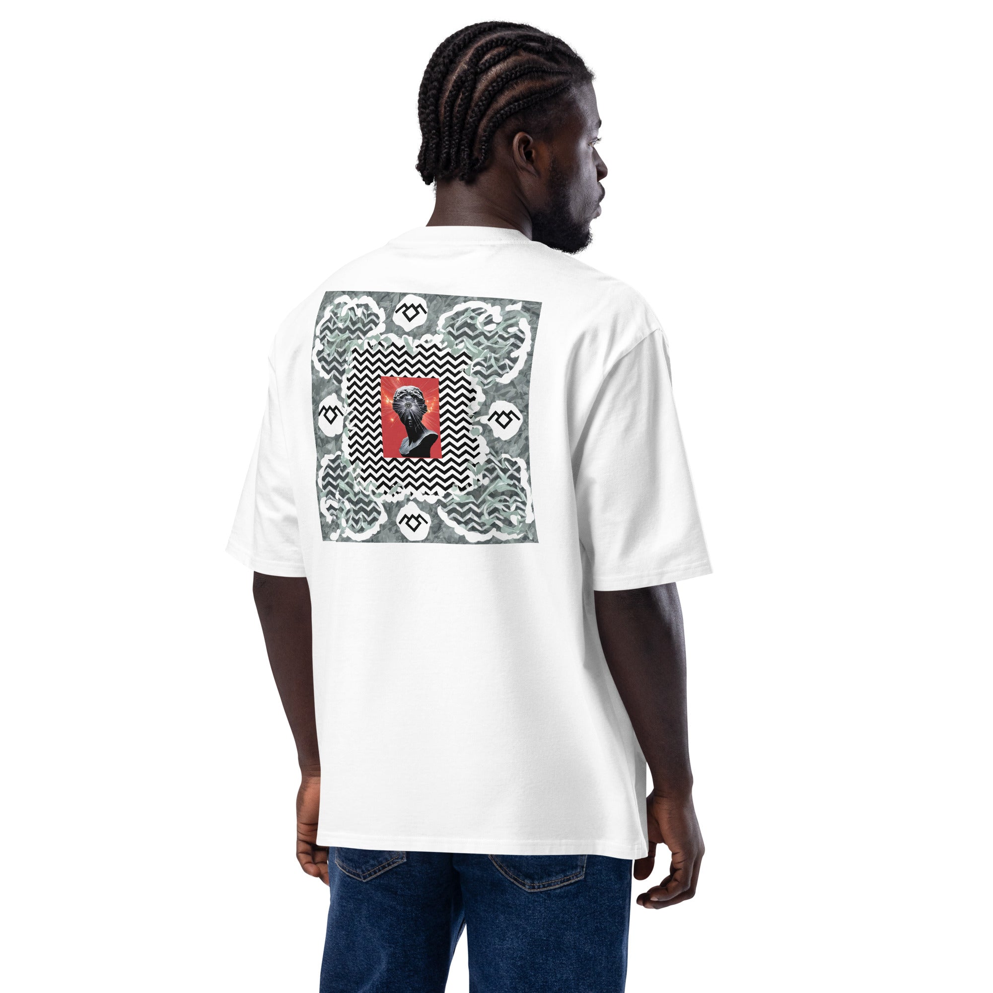 Chevron Portrait Oversized T-Shirt In White – RAVIVE