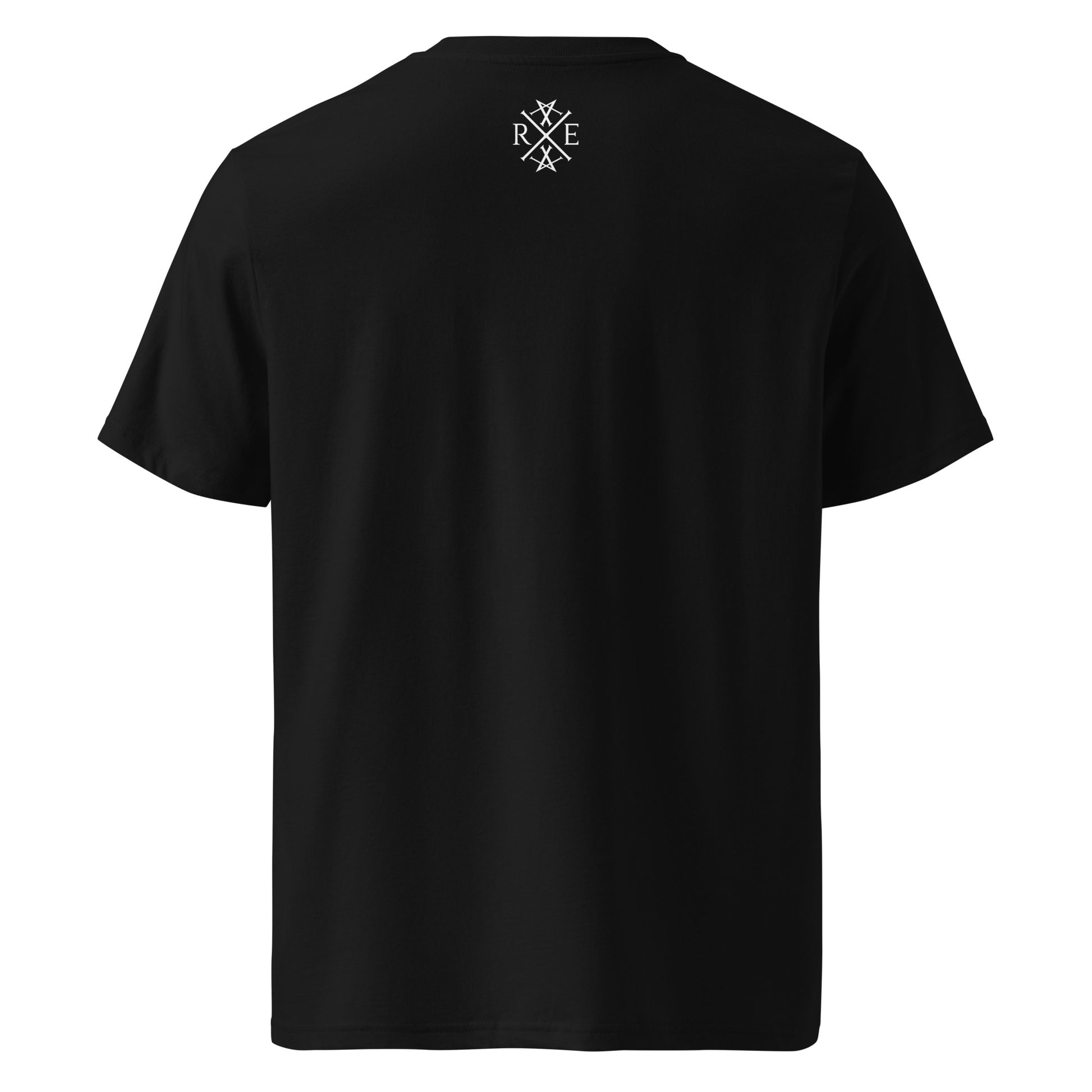 Black Organic T-Shirt With White Wavy Logo