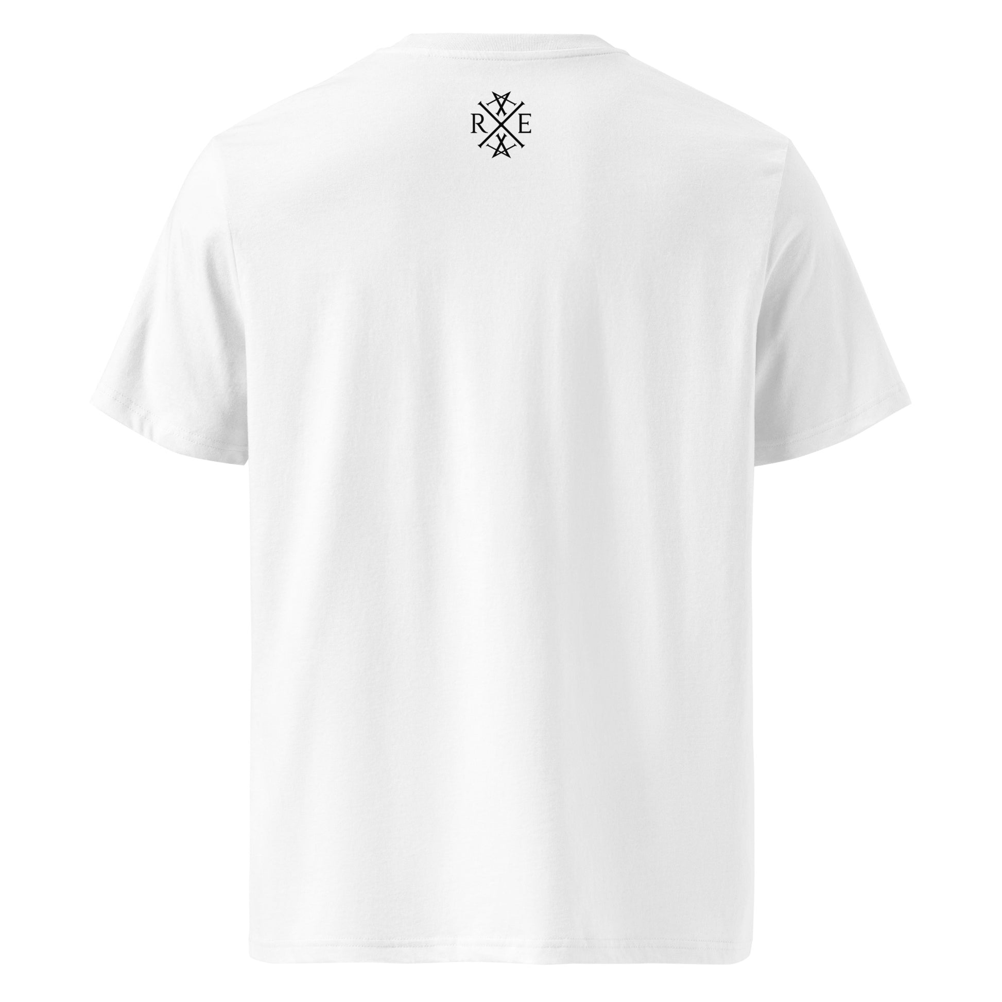 White Organic T-Shirt With Black Wavy Logo