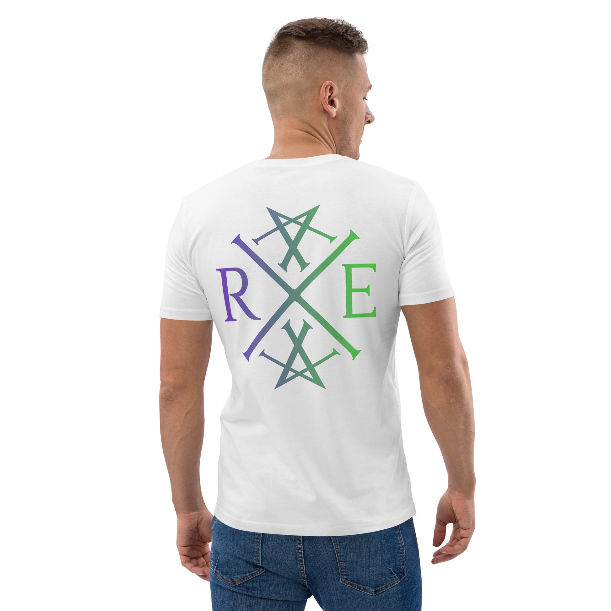 White Organic T-Shirt With Gradient Emblem